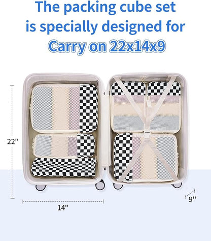 Narwey 6 Set Compression Packing Cubes for Travel Kids Women Carry on, Packing Organizers Bag for Backpack Luggage Suitcase Duffle Bags