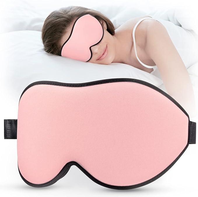 LitBear Sleep Masks for Women, Pink Eye Mask for Sleeping, Comfortable Night Sleeping Mask, Soft Contoured Eye Cover for Sleeping with Elastic Strap for Side Sleeper Men Flying Shift Worker