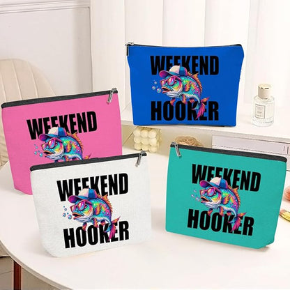 4 Pack Sarcastic Funny Summer Colorful Summer Fish Fishing Gifts Makeup Bag,Teacher Girl Trip Travel Essentials Cosmetic Bags for Women, Travel Toiletry Bag Graduation Birthday Girls Weekend Vacation