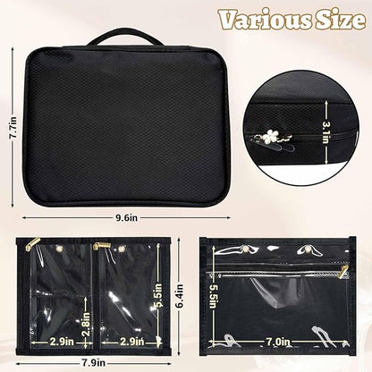 Travel Jewelry Organizer Case, Jewelry Storage Bag with Zipper Velvet Pockets, Portable Jewelry Case for Necklaces, Rings, Earrings, Bracelets