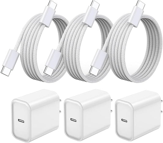 iPhone 17 16 15 Pro Max Charger Fast Charging 3Pack 20W Apple Fast Charger USB C Block with Cord for iPhone 17/17 Pro/17 Pro Max/17 Air/16/16e/16 Plus/16 Pro/16 Pro Max/15/15 Pro Max/iPad Pro/Air Pods