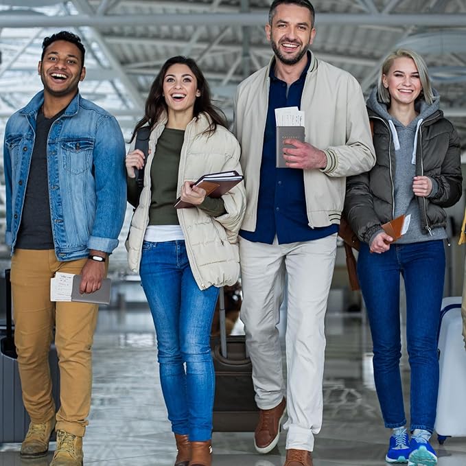 Frienda 2 Pieces Bridal Passport Covers Holder Waterproof Leather Holder Covers Travel Wallet Passport Case for Women and Men