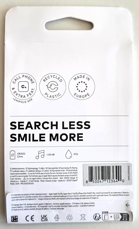 Chipolo POP Tracker Tag - Colorful, Compatible, Loud Bluetooth Tracker with Call Your Phone & Out of Range Alert, Works with Apple Find My or Google's Find My Device (Yellow)