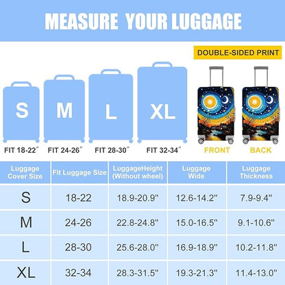 Starry Night Luggage Cover – Artistic Travel Suitcase Protector with Moon and Village Landscape Design, Elastic Washable Luggage Cover for 24"-26" Suitcase,M