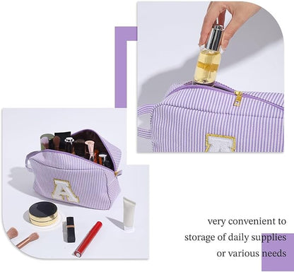 YOOLIFE Travel Cosmetic Bag for Women - Monogram Initial Makeup Bag Toiletry Bag Pouch Make Up Case for Women Mom Bridesmaid Best Friend Sister Teacher, Personalized Birthday Gifts for Women Y