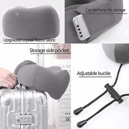 Airplane Travel Neck Pillow, 100% Memory Foam Ergonomic Neck Support, Airplanes Neck Pillow with Washable Cover Travel Essential for Flight, Office includes Eye Masks, Earplugs & Carry Bag (Dark Gray)
