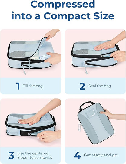 BAGSMART Compression Packing Cubes, 6 PCS Packing Cubes for Suitcases, Travel Bags Organizer for Luggage, Lightweight Packing Cube for Travel Essentials