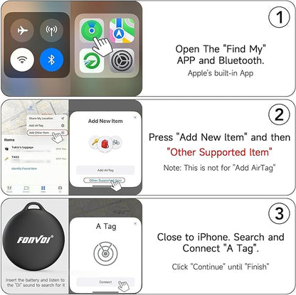 New [Apple MFi Certified] (iOS Only) Air Tag, Bluetooth Tracker Tag for Apple Find My, Replaceable Battery, Key Finder and Item Locator Smart Tag for Keys, Bags, Luggage, Pets, Wallet (Black, 4PCS)