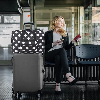 F.FETIVIN Weekender Bag Carry On Travel Duffle Medium Overnight Bag for Women(Black Dot)