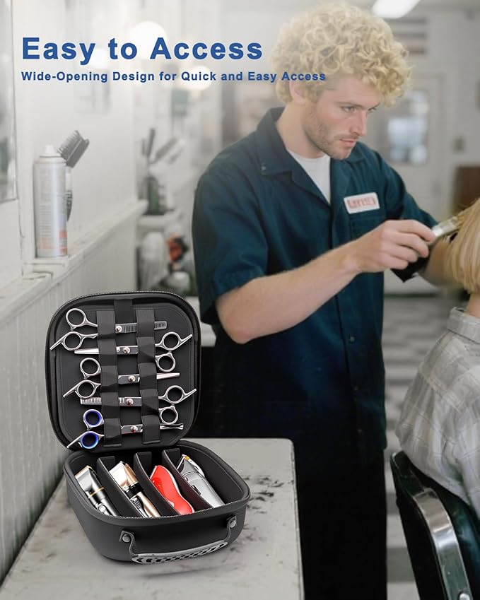 Krypthos Hard Travel Case for Hair Clippers & Hair Cutting Barber Supplies, Portable Clipper Storage Holder Organizer, Trimmer Storage Case for Barbers Supplies, Hair Cutting Razor Guard Grooming Kits