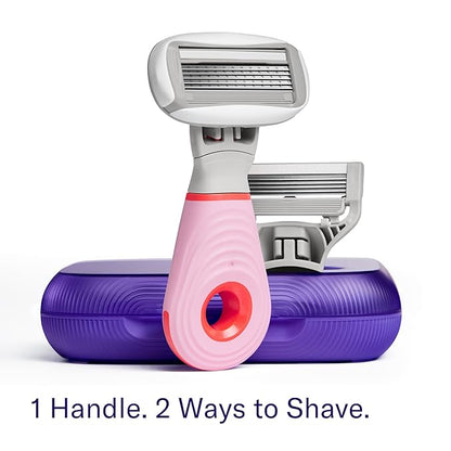 Flamingo Travel Razor Kit for Women – Body & Pubic Razor – Mini Handle, 2 Blade Refills, 2 Travel Size Foaming Shave Gels & Vented Travel Case – Perfect Stocking Stuffer