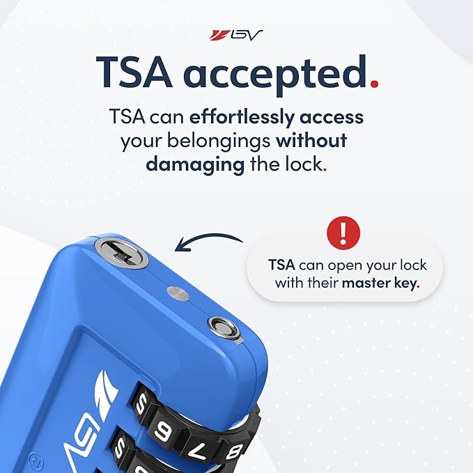TSA Accepted Luggage Travel Lock, Set-Your-Own Combination Lock for School Gym Locker, Luggage Suitcase Baggage Locks, Filing Cabinets, Toolbox, Case (Blue, 6 Pack)