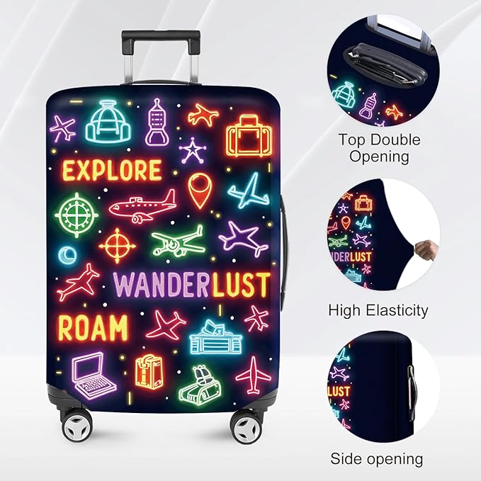 ANNA QUEEN Travel Luggage Cover Suitcase Protector Suitcase Cover Anti-Scratch,Stretchable Bag Cover Washable Durable Polyester with Elastic Hem with Zipper Closure
