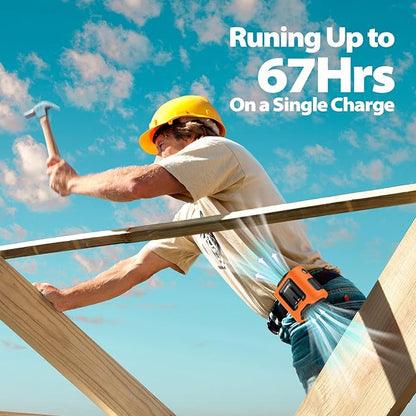 Portable Waist Fan - 14500mAh Rechargeable Battery, 67Hrs Cooling Belt Fan, 5 Powerful Speed & 360° Rotatable, Hands Free Clip On Waist With LED Light for Work Gift Camping Travel Outdoor