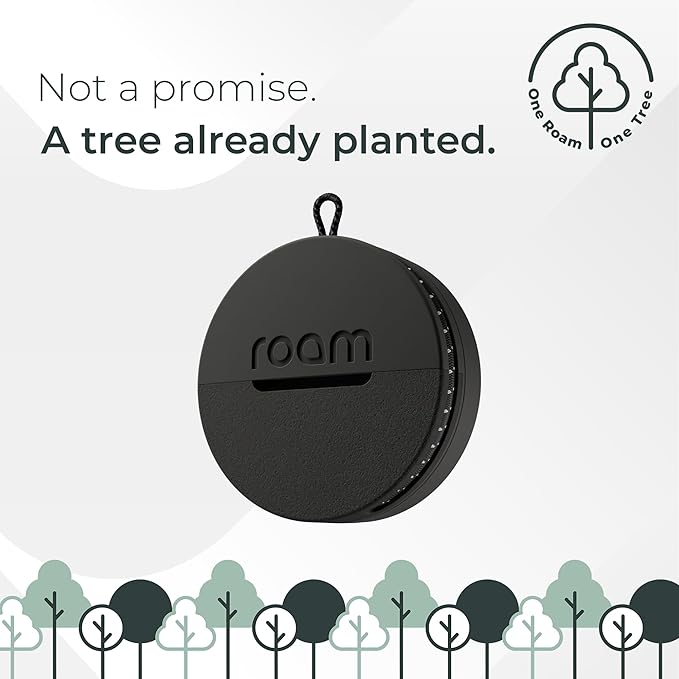 Roam Smart Tracker | Eco-Friendly Travel Tracker with Built-in Elastic Strap | QR Lost & Found, Global Find My Network | Replaceable Battery | No Extra App or Subscription | 2-Pack, Black & Blue