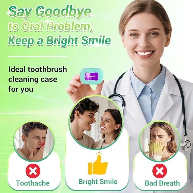 MONESAO Toothbrush Sanitizer Case, Toothbrush Covers with Holder, Rechargeable Travel Home Toothbrush And Holder, Cleaner Case for All Electric And Manual Toothbrushes (Blue)