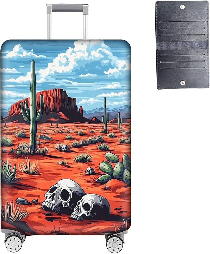 Luggage Cover Protector for 30-32 Inch Suitcases, TSA Approved Elastic Travel Suitcase Covers, Anti-Scratch Washable Luggage Sleeve for Carry On & Checked Bags, Red Desert