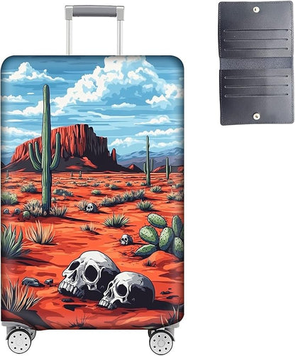 Luggage Cover Protector for 26-28 Inch Suitcases, TSA Approved Elastic Travel Suitcase Covers, Anti-Scratch Washable Luggage Sleeve for Carry On & Checked Bags, Red Desert