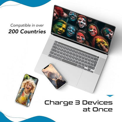 Ceptics World Travel Plug Adapter Set, Safe USB-C 3.0-2 USA Socket,30W PD & QC - Compact & Powerful - Use in Europe Includes Type A, B, C, E/F, G, I SWadAPt Attachments (PAK-30-WS)