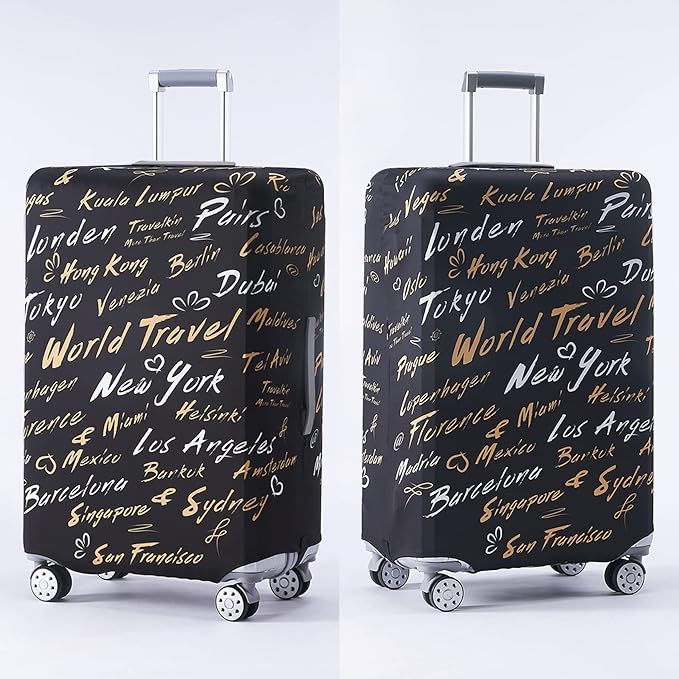 Travelkin Luggage Covers For Suitcase Tsa Approved,Suitcase Cover Protector Fit 18-32 Inch Luggage (World City, XL)