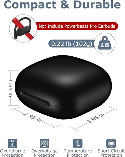 Charging Case Replacement Compatible with Powerbeats Pro - 700mAh Battery Portable Earbuds Charger Case with Bluetooth Pairing Black