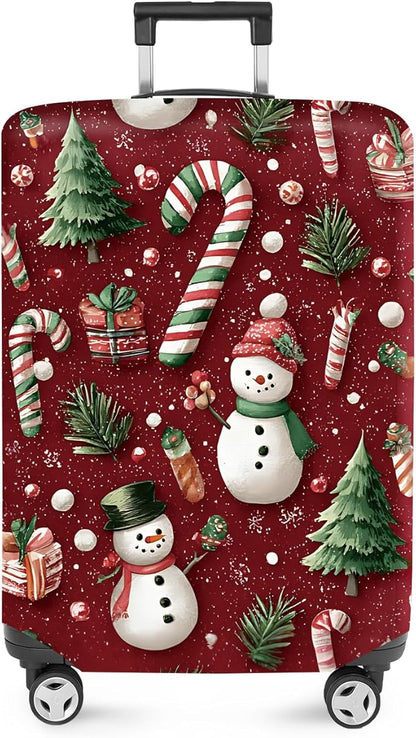 FOREVER QUEEN Snowman - Cane Candy Luggage Cover Suitcase Protector Suitcase Cover Anti-Scratch,Stretchable Bag Cover Washable Durable Polyester