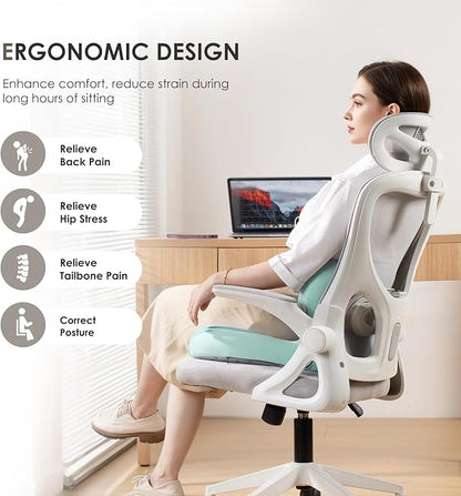 FLORICH Memory Foam Truck Seat Cushion,Car Seat Cushion and Lumbar Support Pillow for Office Chair, Ergonomic Back Support & Sciatica Relief for Long Drives(Green)