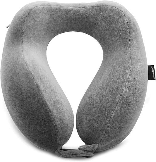 Brookstone Neck Travel Pillow - Lightweight Contoured Memory Foam Stuffable Travel Neck Pillow for Sleeping, Car, & Airplane, Size One Size, Dark Grey