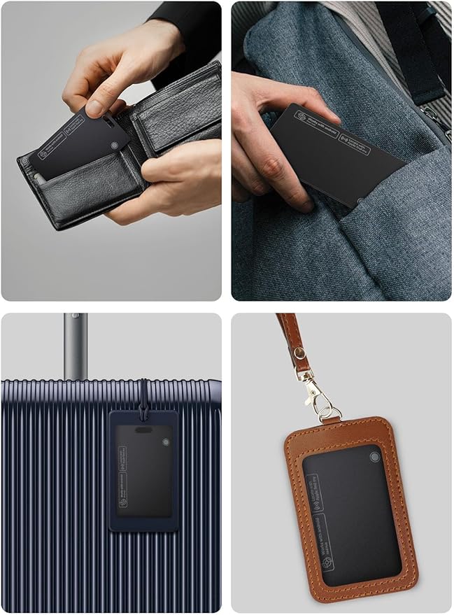 Wallet Tracker Card for Apple & Android, Find My Credit Card Tracker for Wallet, Luggage, Passport, Rechargeable Tracking Card Works with Apple Find My & Google's Find Hub (Black, 1 Pack)