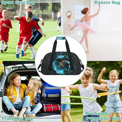 Blue Basketball Kids Duffel Bag for Boys, Sport Ball Sports Gym Bag Overnight Travel Weekender Bag Lightweight Carry On Sleepovers Bag for School Practice Gymnastics