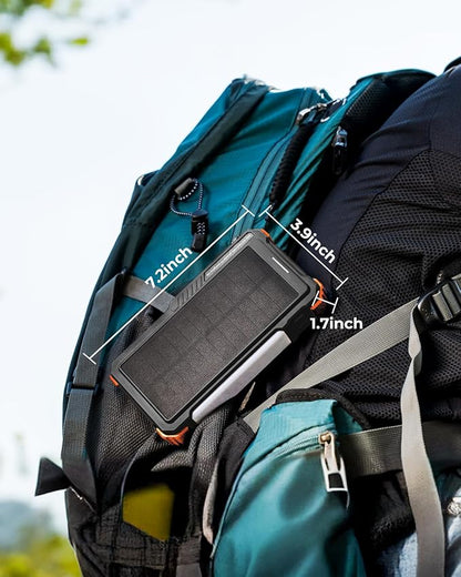 BLAVOR Solar Power Bank with Hand Crank and 4 Cables, 20000mAh Wireless Portable Charger with USB C & Camping Light, 20W Fast Charging Battery Pack for iPhone, iPad, Samsung, All Mobile Phones