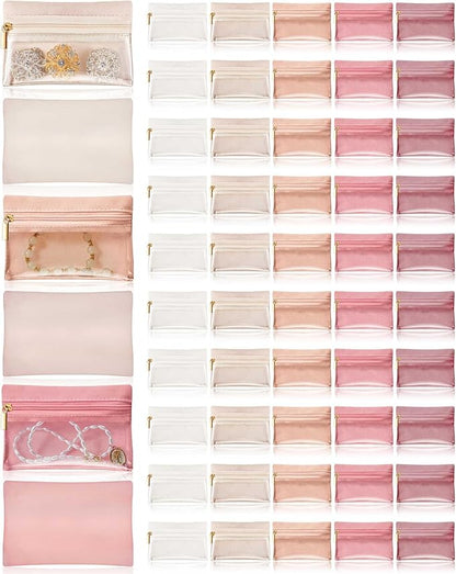 Uiifan Travel Jewelry Organizer Flannel Jewelry Bags Portable Jewelry Pouch with Zipper Pockets for Women Girl Gift