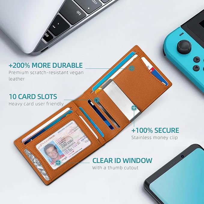 Zitahli Men's Wallets Airtag Holder Slim Rfid Leather with Gift Box