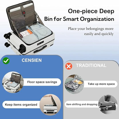 20 Inch Carry On Luggage Airline Approved, Aluminum Frame Top Opening Lightweight ABS+PC Hard Shell Suitcases with 360° Spinner Wheels, TSA Lock (White, 1 PC)