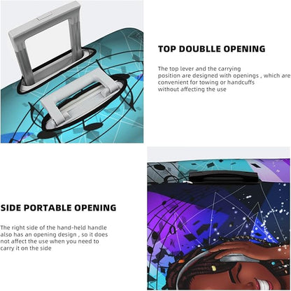 Suitcase protector cover tsa approved luggage cover for Suitcase Washable Suitcase Protector Anti-scratch Suitcase cover X-Large Black Girl Music