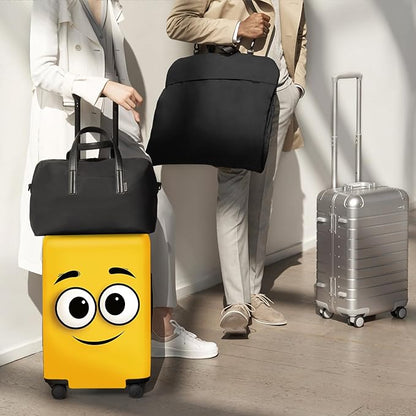 ANNA QUEEN Cute Emoticons Yellow Luggage Cover Washable Suitcase Protector Suitcase Cover Anti-Scratch,Stretchable Fit for 18-32Inch Luggage,Travel Bag Cover L(fits 26-28Inch suitcase)