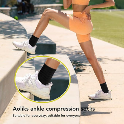 5 Pairs Copper Compression Socks for Women & Men - Ankle Plantar Fasciitis Arch Support Running Socks for Athletic