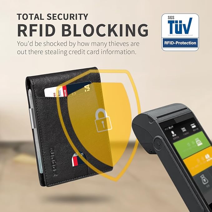 RUNBOX Money Clip Slim Wallets for Men RFID Blocking 11 Card Holder Minimalist Small Leather Bifold Men's Front Pocket Wallet Gift Box