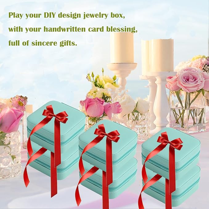 Travel Jewelry Case Bridesmaid Gifts Box,12 Pack Small Jewelry Box Mini Jewelry Organizer,PU Leather Portable Earring Storage Box for Women Girls Bridesmaid Proposal Gifts