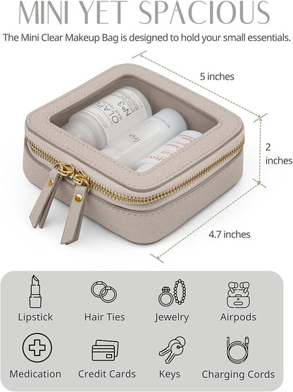 Popvibe Clear Makeup Bag Travel Cosmetic Case Transparent Toiletry Bag with Zipper, Portable Make Up Organizer Traveling Compact Car Bag for Essentials