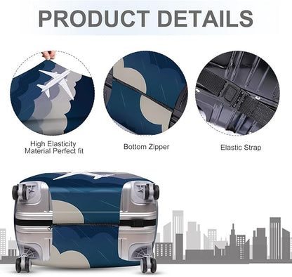 ANNA QUEEN Airplane Flight Luggage Cover, Dynamic Flight & Clouds Design, Stretchable, Washable Travel Sleeve for 20-34 Inch Luggage