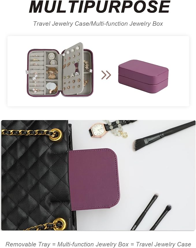 Jewelry Box for Women, Travel Jewelry Organizer Ladies Watch and Jewelry Case Travel Jewelry Case for Necklaces. (Burgundy Red)