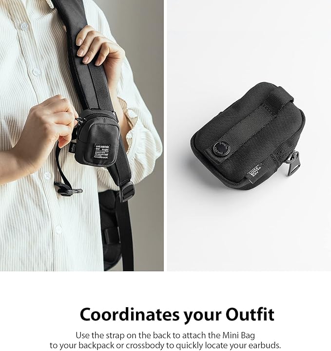 Ringke Mini Pouch Block, Small Bag for Universal Wireless Ear Buds, Durable Waterproof Keychain Backpack Accessories for AirPods Pro 3 & 2 & 1, AirPods 4 & 3 & 2 & 1 Case