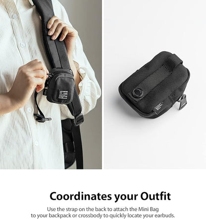 Ringke Mini Pouch Block, Small Bag for Universal Wireless Ear Buds, Durable Waterproof Keychain Backpack Accessories for AirPods Pro 3 & 2 & 1, AirPods 4 & 3 & 2 & 1 Case
