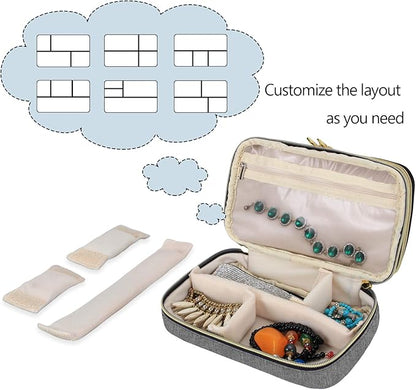 Teamoy Double Layer Jewelry Organizer, Jewelry Travel Case for Rings, Necklaces, Earrings, Bracelets and More(Medium, Gray)