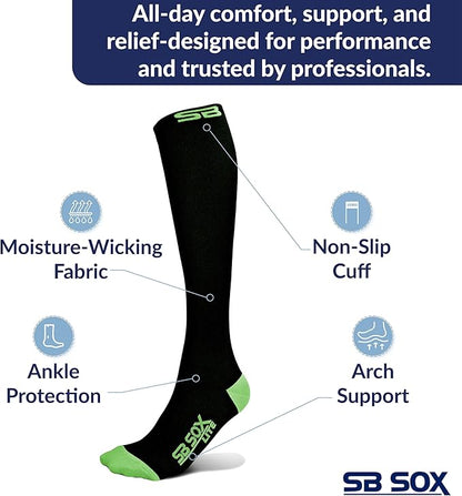 SB SOX Lite Compression Socks for Men & Women (15-20mmHg) – Best Compression Socks for Travel, Sports, and Daily Wear - XXL Sizes too!