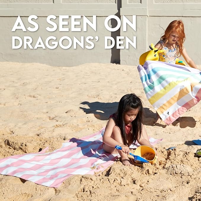 Dock & Bay Kid's Towel - for Beach Use - Quick Dry, Sand Free - Compact, Lightweight - 100% Recycled - Includes Bag - Summer - Unicorn Waves, Medium (130x70cm, 51x28)