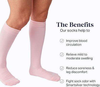 Comrad Nylon Knee High Socks - 15-20mmHg Graduated Compression Socks - Soft & Breathable Support Unisex Socks