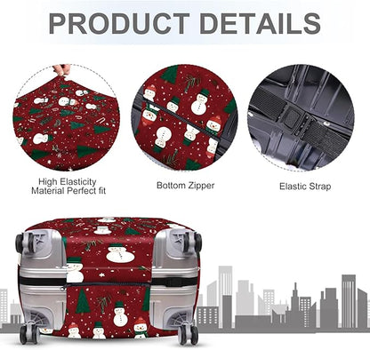 FOREVER QUEEN Snowman - Christmas Tree Luggage Cover Suitcase Protector Suitcase Cover Anti-Scratch,Stretchable Bag Cover Washable Durable Polyester