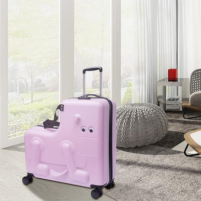 24"Kids Luggage Portable Kids Suitcase Children's Ride On Trolley Rolling Luggage with Wheels Carry Trolley Luggage with Password Lock Funny Kids Suitcases for Boys Girls Small Suitcase ABS+PC